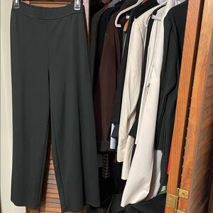 Eileen Fisher forest green flex ponte knit wide leg Ankle Pants